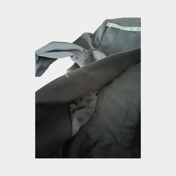 Le Suit Black Long Blazer Collarless Jacket Structured Career Minimalist Open 18 - Picture 5 of 16